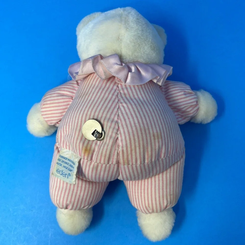 Eden Circus Clown Musical Windup Bear 8 Pink Striped Pajamas‎ Its A Small World